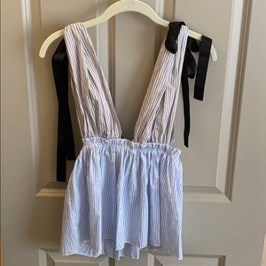 Gray and Blue Striped cute summer tank